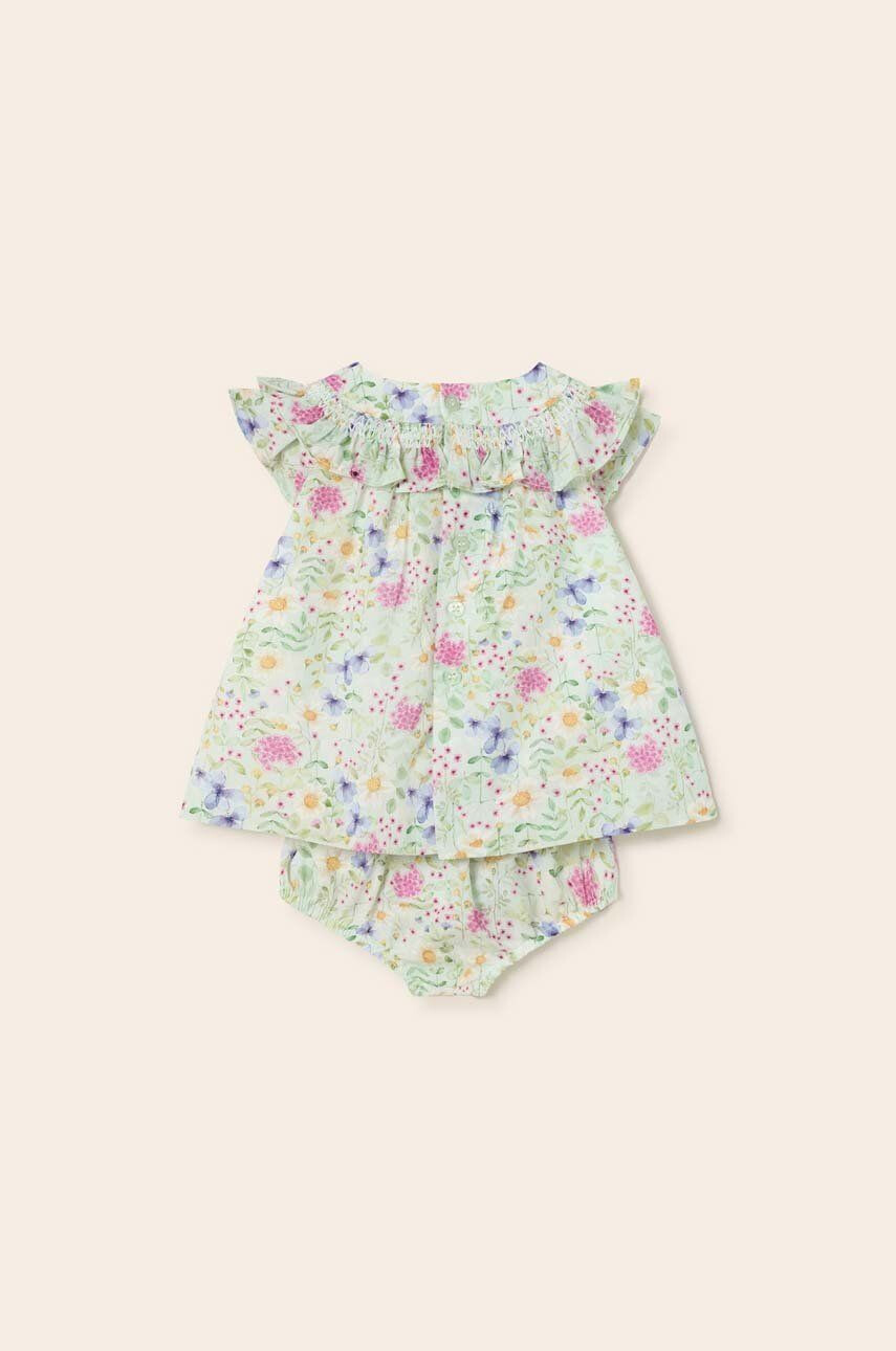 Mayoral Newborn rochie din bumbac pentru bebeluși culoarea turcoaz mini evazati - Pled.ro