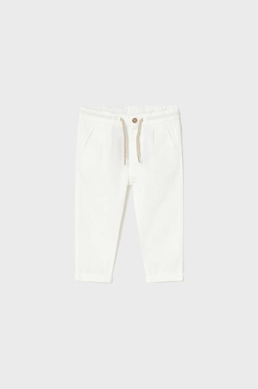 Mayoral pantaloni bebe culoarea alb neted - Pled.ro