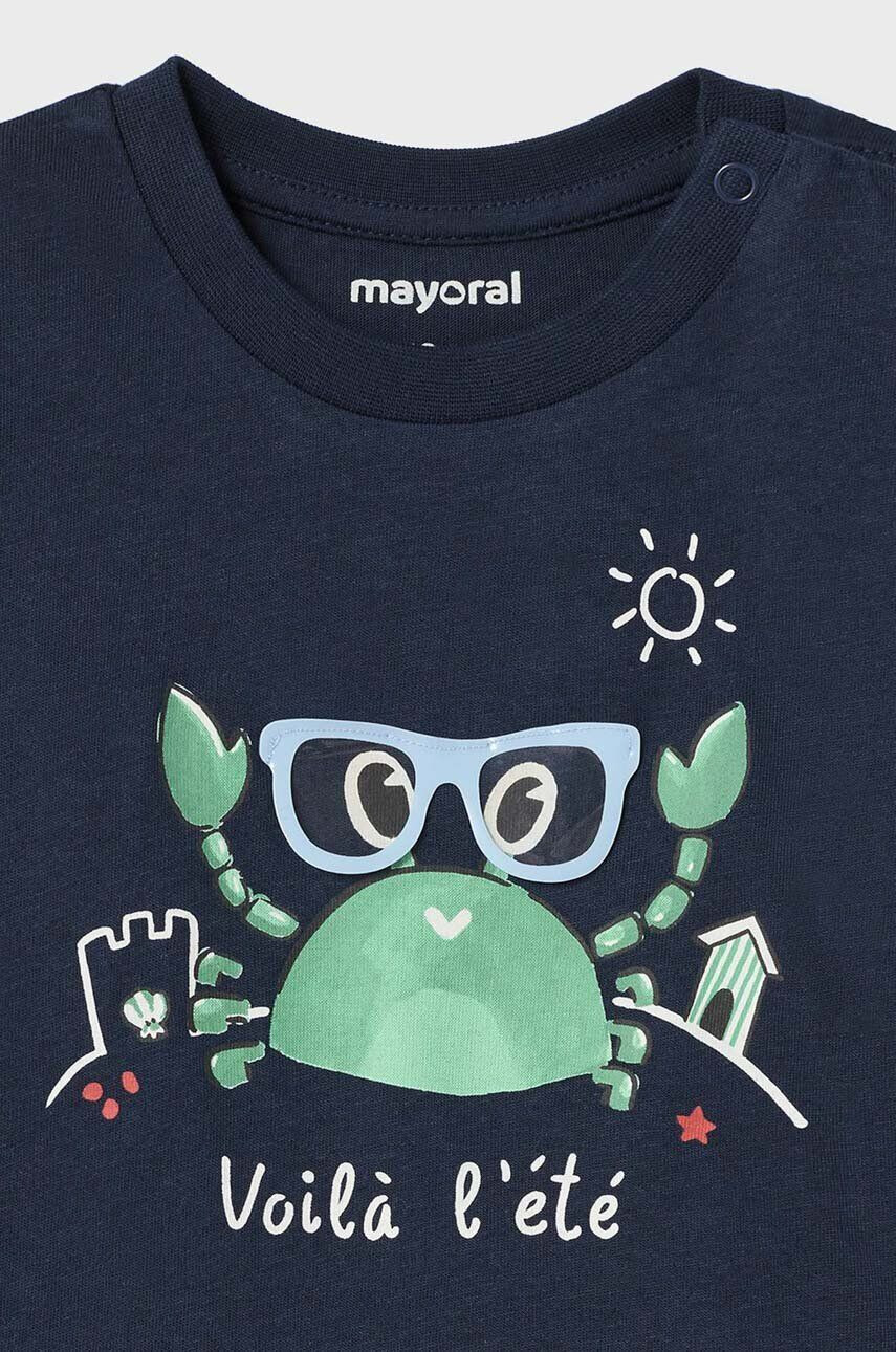 Mayoral tricou din bumbac pentru bebelusi culoarea albastru marin cu imprimeu - Pled.ro