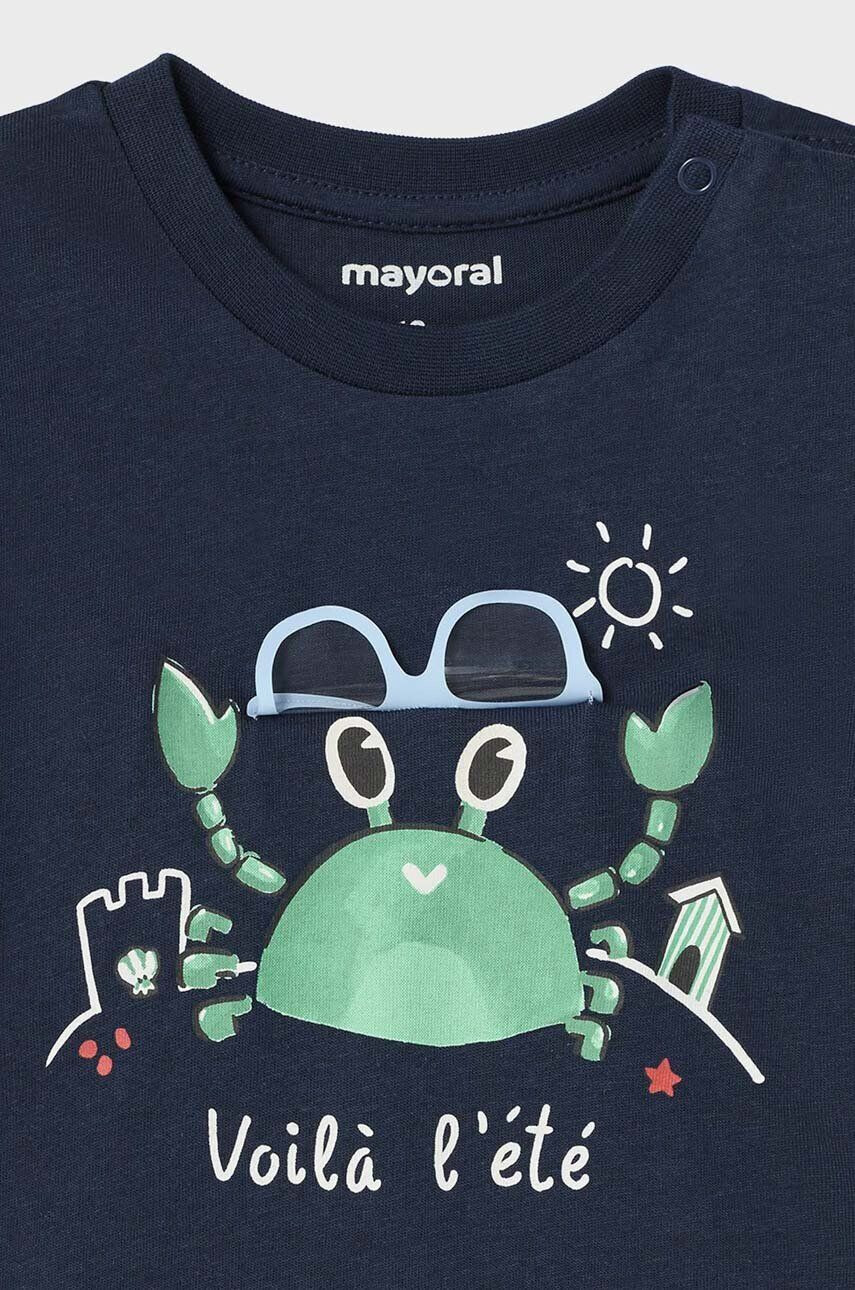 Mayoral tricou din bumbac pentru bebelusi culoarea albastru marin cu imprimeu - Pled.ro