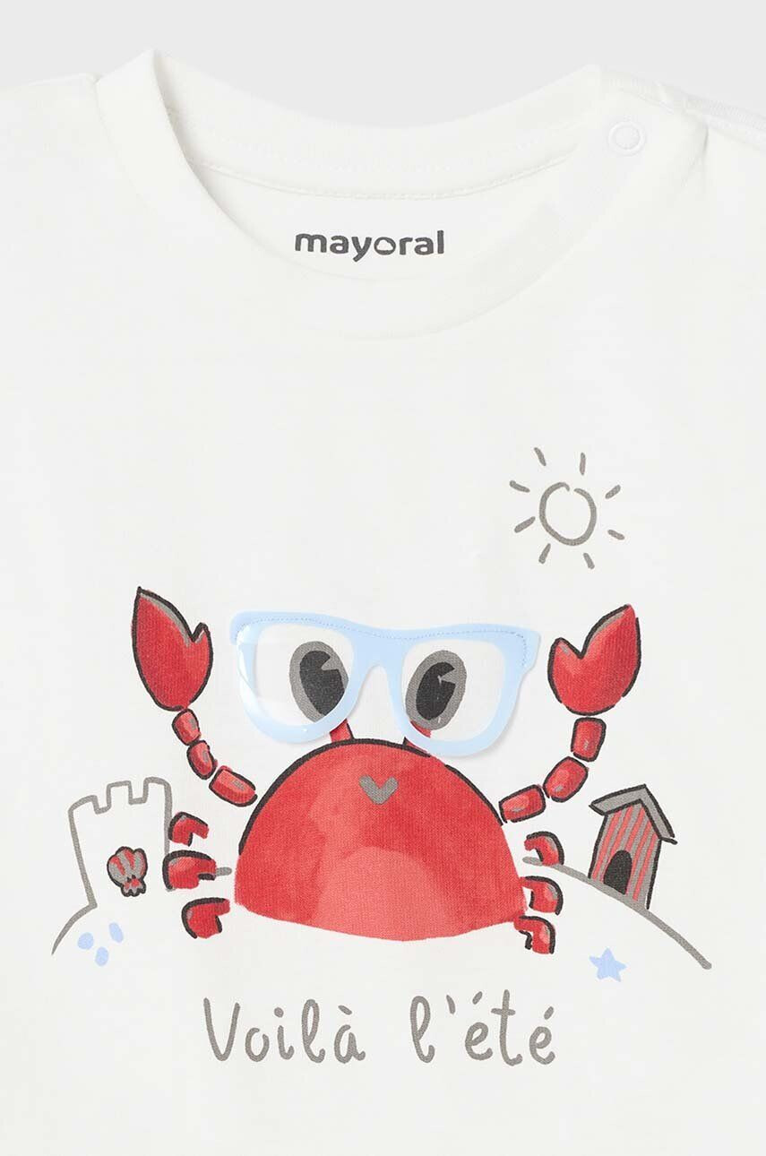 Mayoral tricou din bumbac pentru bebelusi culoarea alb cu imprimeu - Pled.ro