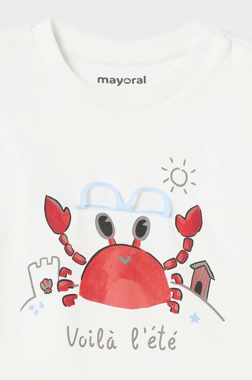 Mayoral tricou din bumbac pentru bebelusi culoarea alb cu imprimeu - Pled.ro