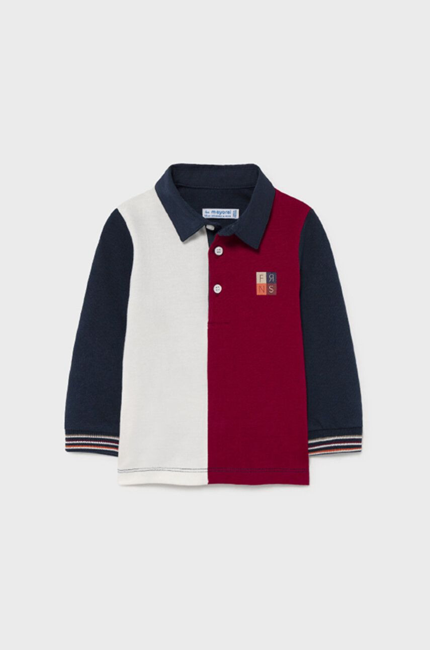 Mayoral Tricou polo copii culoarea bordo modelator - Pled.ro