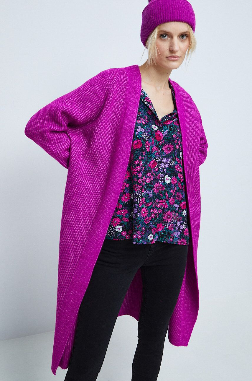 Medicine cardigan din amestec de lana femei culoarea violet - Pled.ro