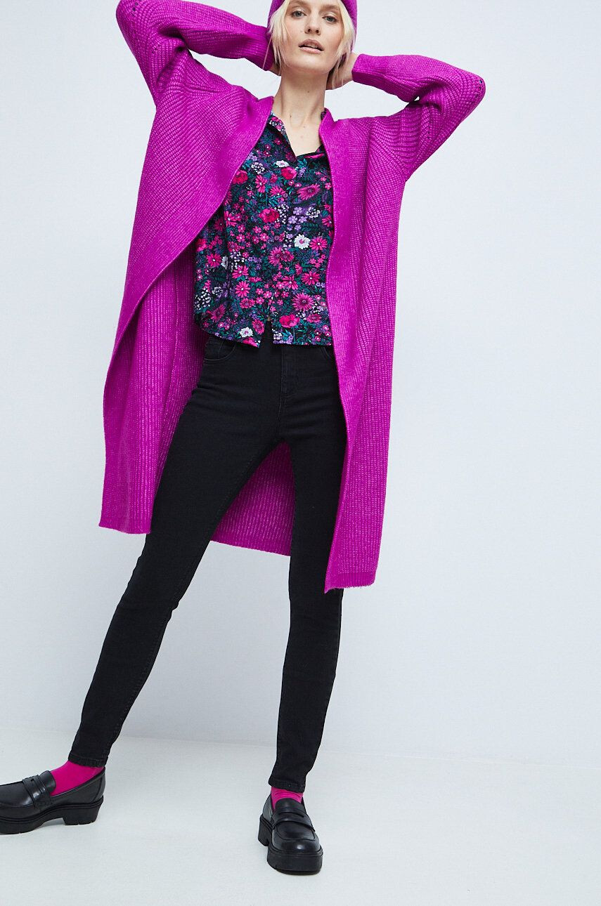 Medicine cardigan din amestec de lana femei culoarea violet - Pled.ro