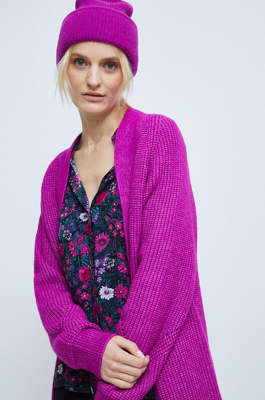 Medicine cardigan din amestec de lana femei culoarea violet - Pled.ro