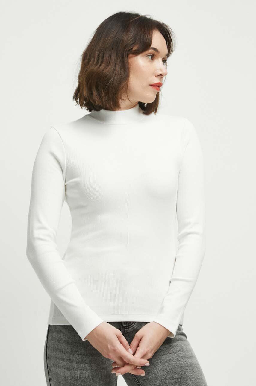 Medicine longsleeve femei culoarea bej cu turtleneck - Pled.ro