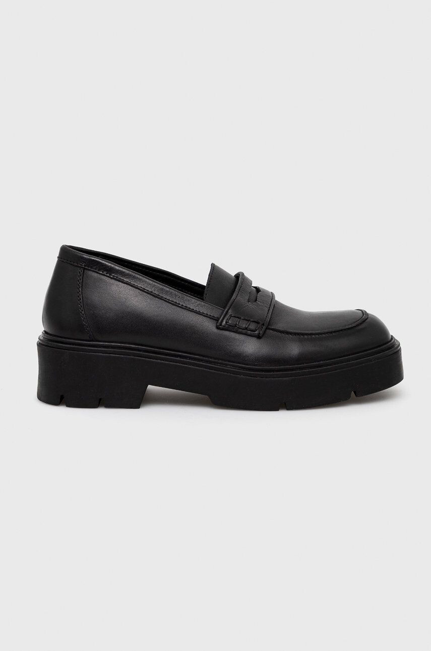 Medicine mocasini de piele femei culoarea negru cu platforma - Pled.ro