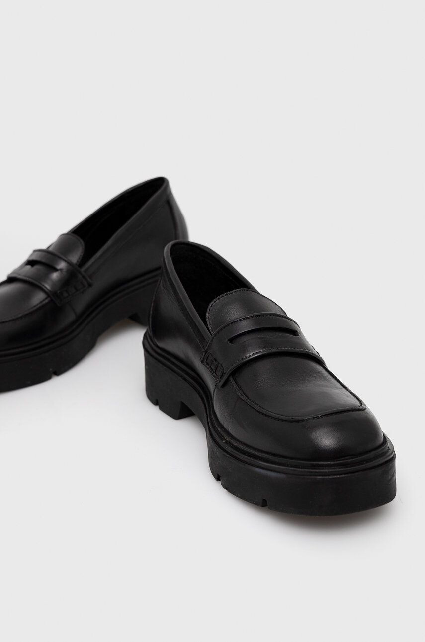 Medicine mocasini de piele femei culoarea negru cu platforma - Pled.ro