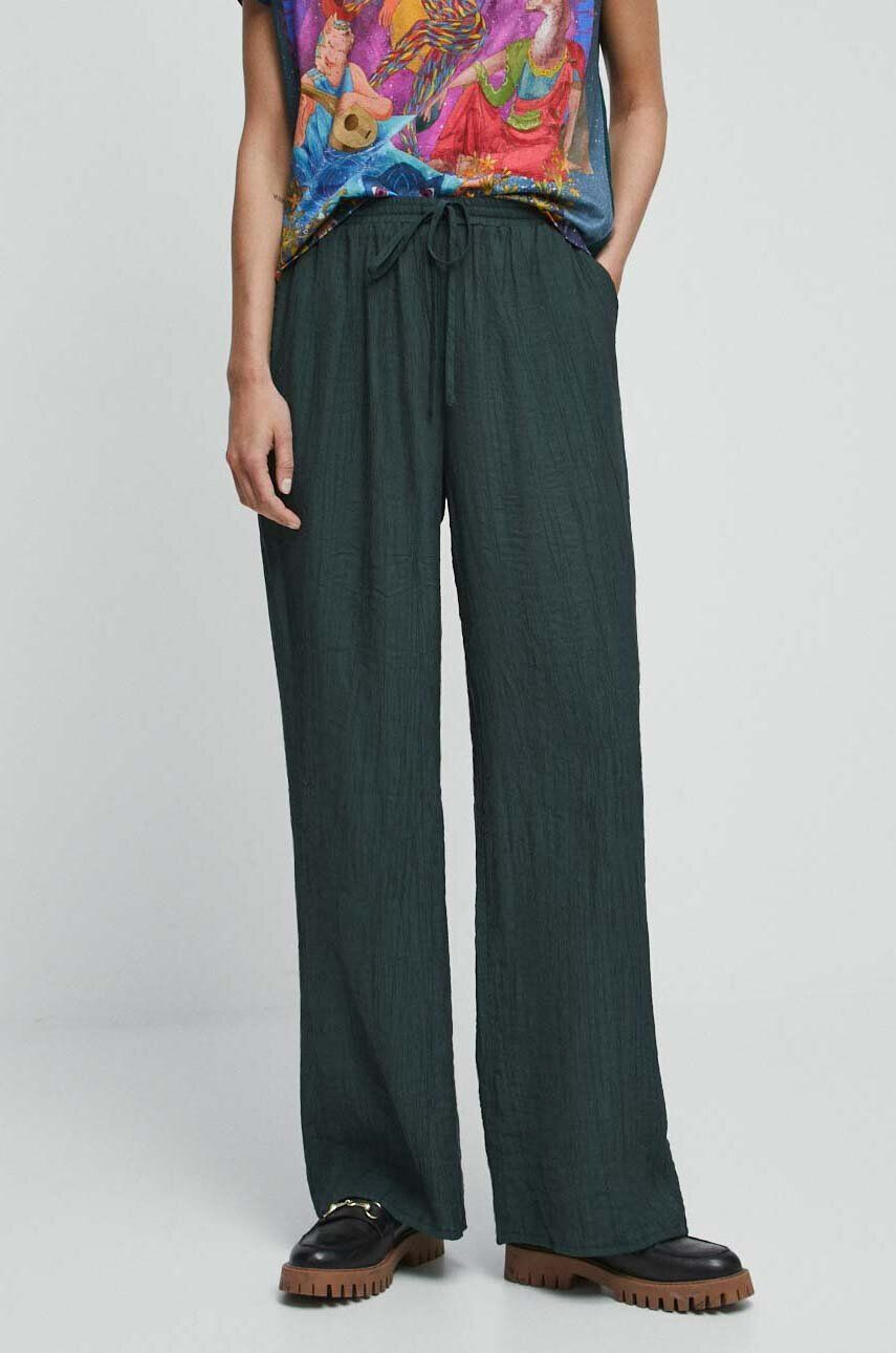 Medicine pantaloni femei culoarea verde lat high waist - Pled.ro