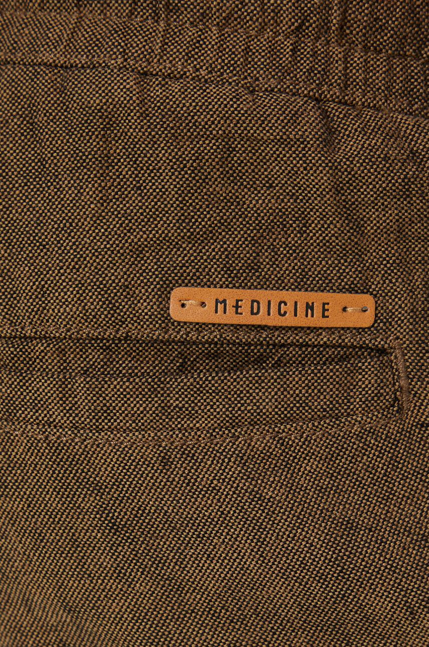 Medicine pantaloni din in barbati culoarea maro drept - Pled.ro