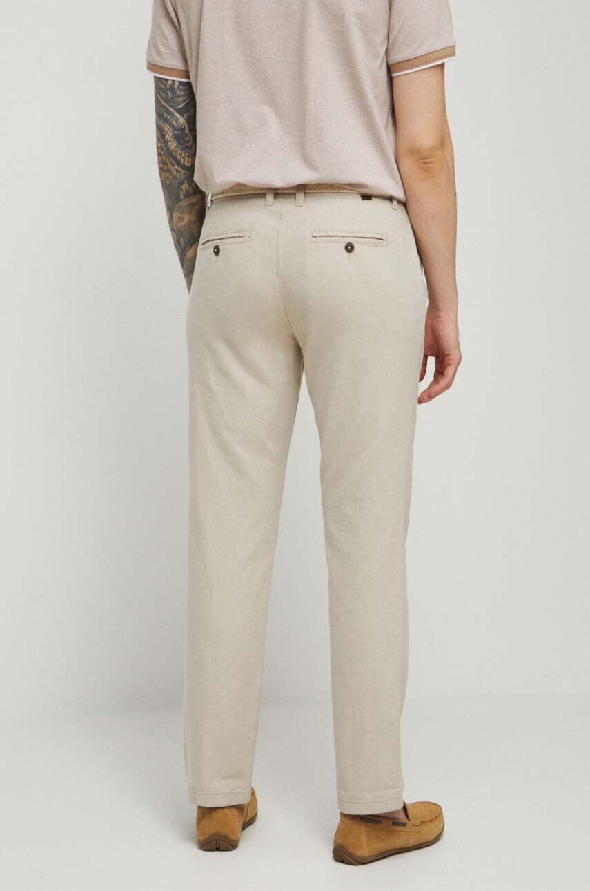 Medicine pantaloni din in barbati culoarea bej cu fason chinos - Pled.ro