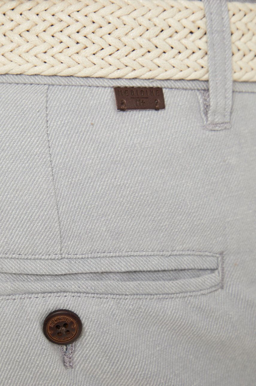 Medicine pantaloni din in barbati culoarea gri cu fason chinos - Pled.ro