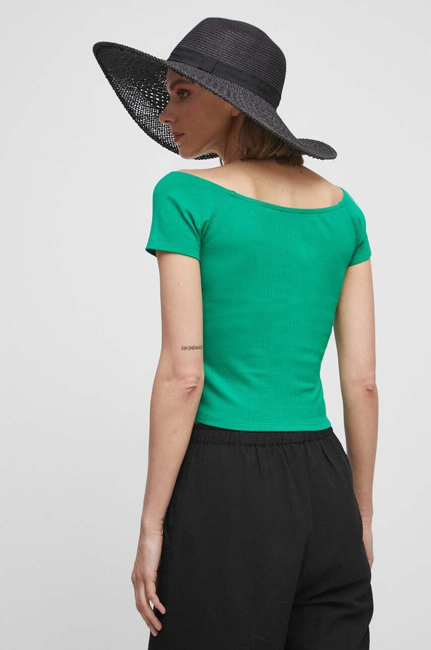 Medicine tricou femei culoarea verde cold shoulder - Pled.ro