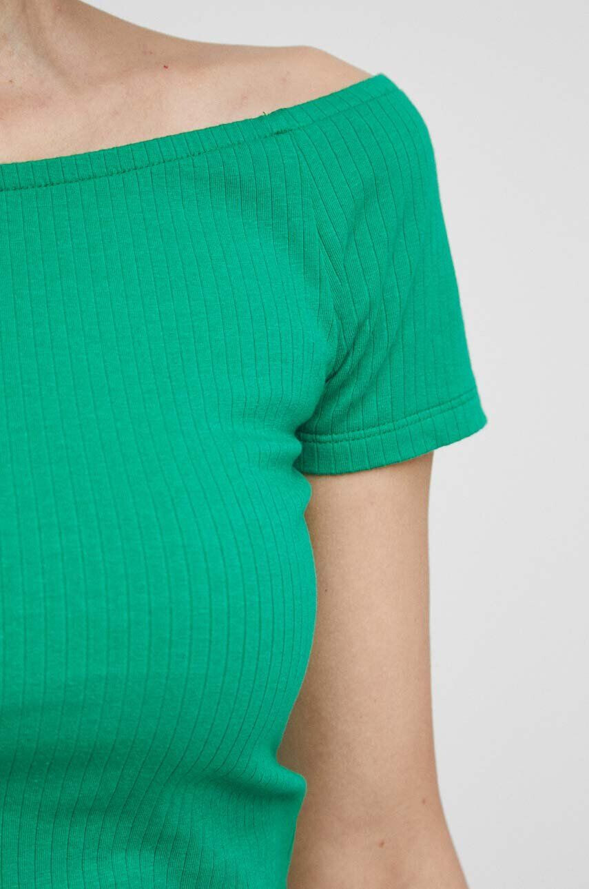 Medicine tricou femei culoarea verde cold shoulder - Pled.ro