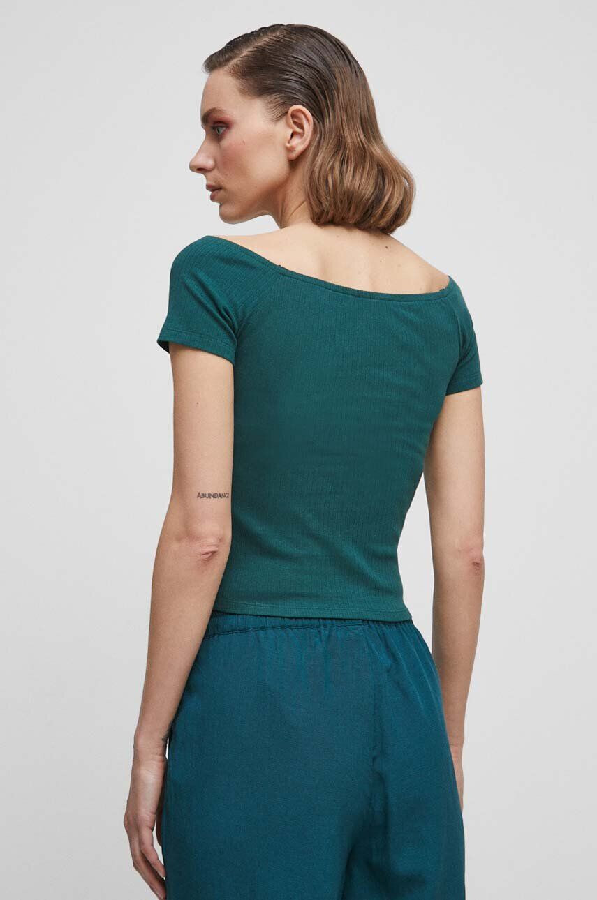 Medicine tricou femei culoarea verde cold shoulder - Pled.ro