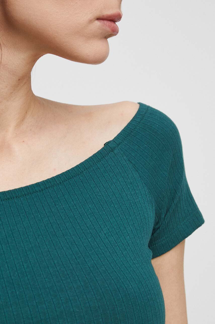 Medicine tricou femei culoarea verde cold shoulder - Pled.ro