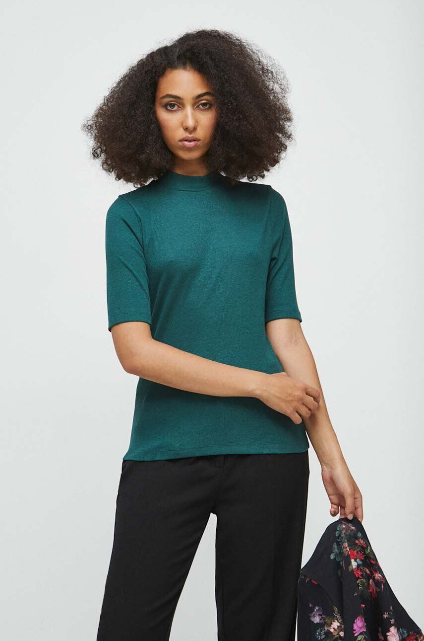 Medicine tricou femei culoarea verde cu turtleneck - Pled.ro