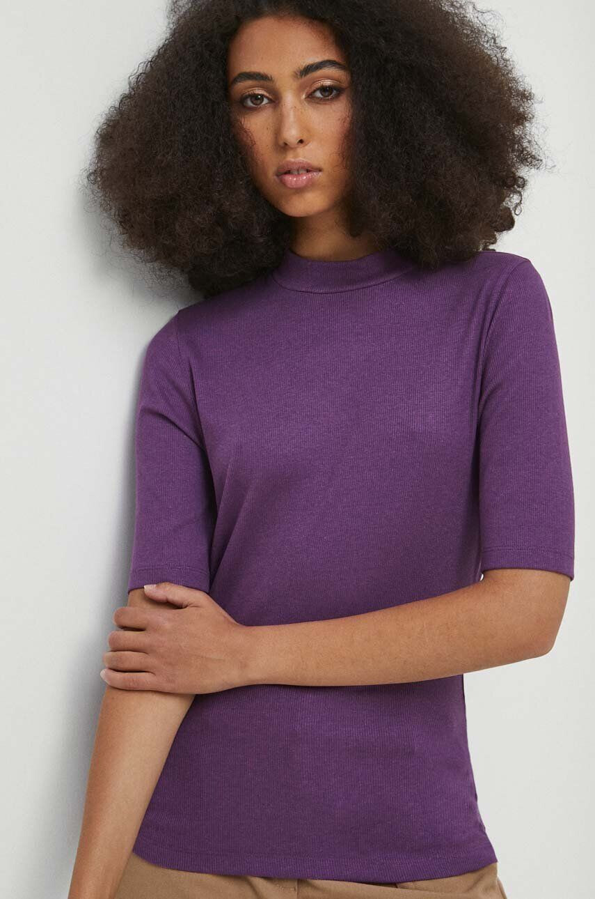 Medicine tricou femei culoarea violet cu turtleneck - Pled.ro