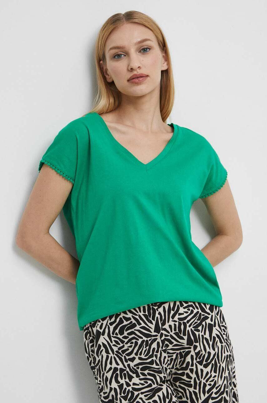 Medicine tricou din bumbac femei culoarea verde - Pled.ro