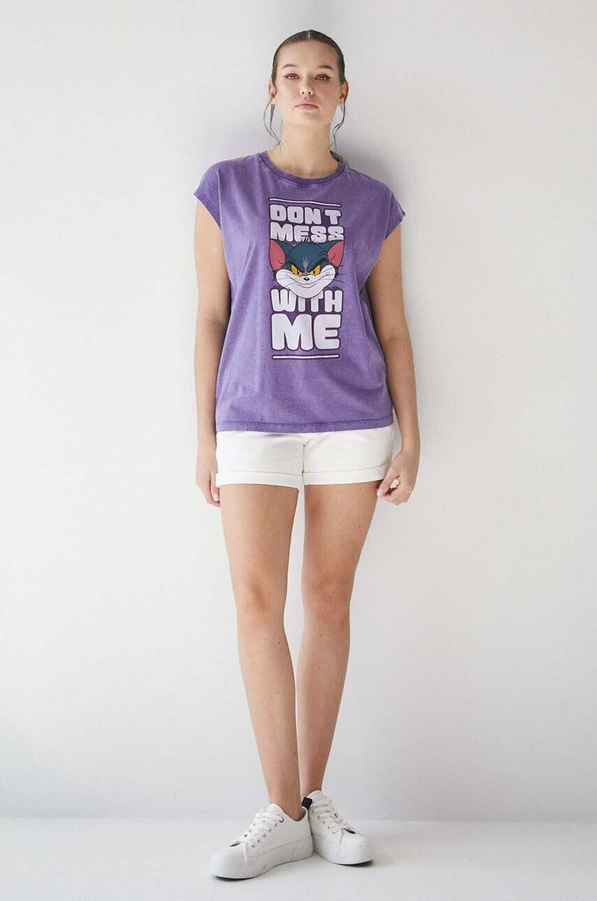 Medicine tricou din bumbac culoarea violet - Pled.ro