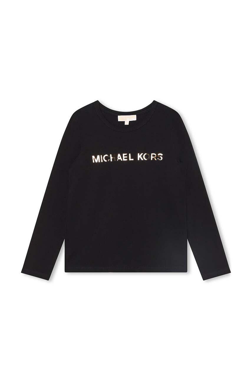 Michael Kors longsleeve copii culoarea negru cu imprimeu - Pled.ro