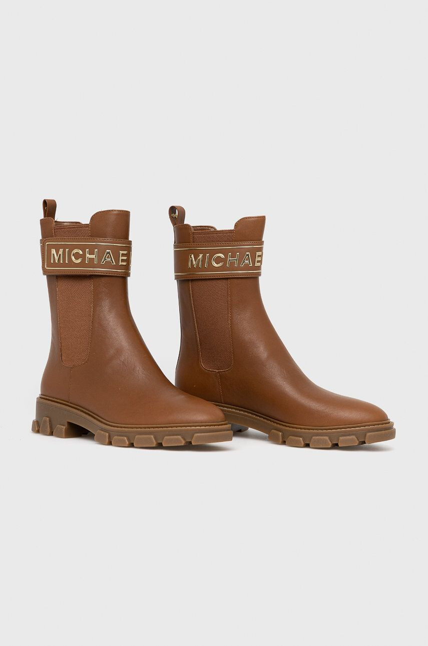 MICHAEL Michael Kors cizme de piele Ridley femei culoarea maro cu toc plat - Pled.ro