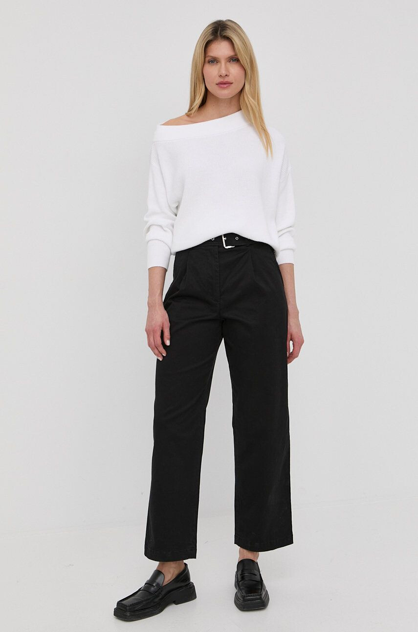 MICHAEL Michael Kors pantaloni femei culoarea albastru marin lat high waist - Pled.ro