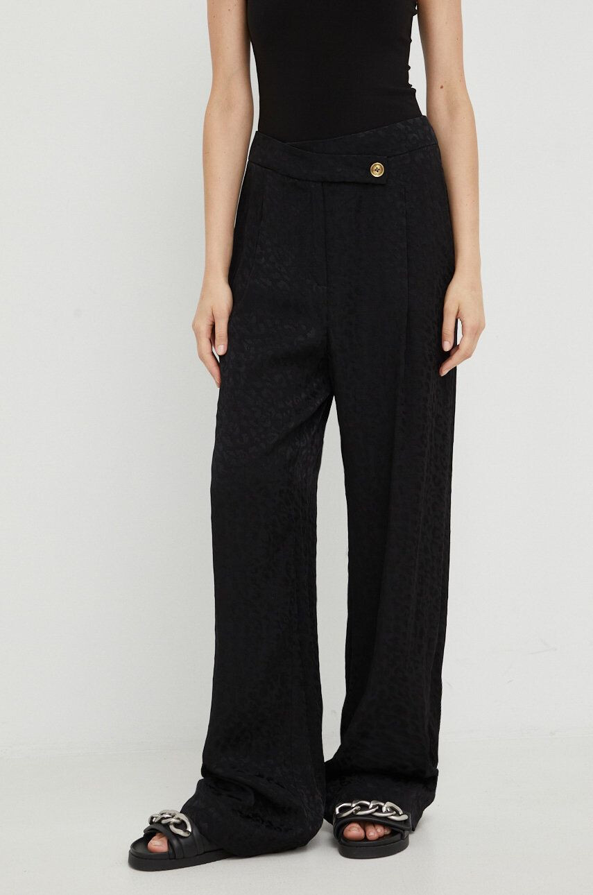 MICHAEL Michael Kors pantaloni femei culoarea albastru marin lat high waist - Pled.ro