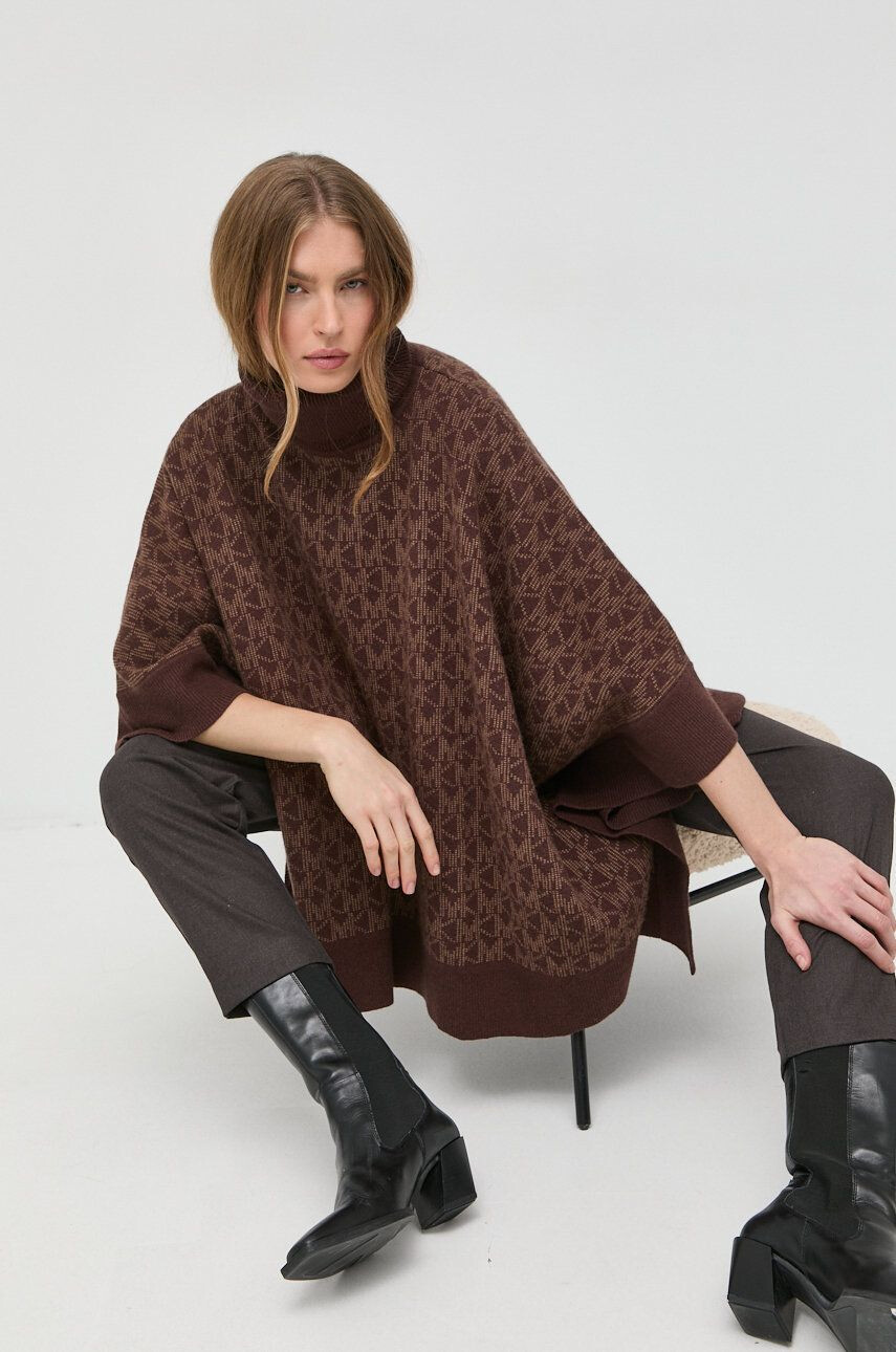 MICHAEL Michael Kors poncho din amestec de lana culoarea maro light - Pled.ro