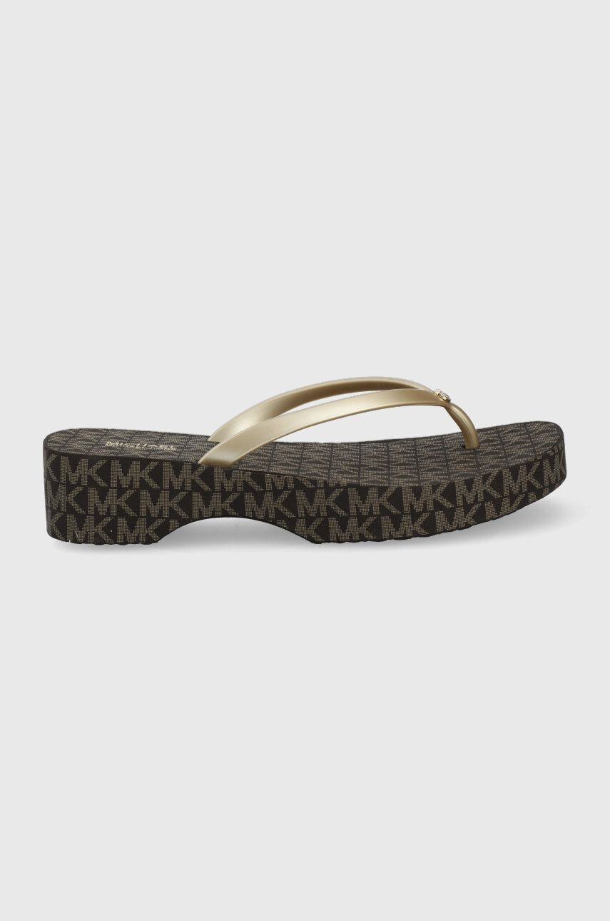 MICHAEL Michael Kors slapi Lilo Flip Flop femei culoarea maro toc pana - Pled.ro