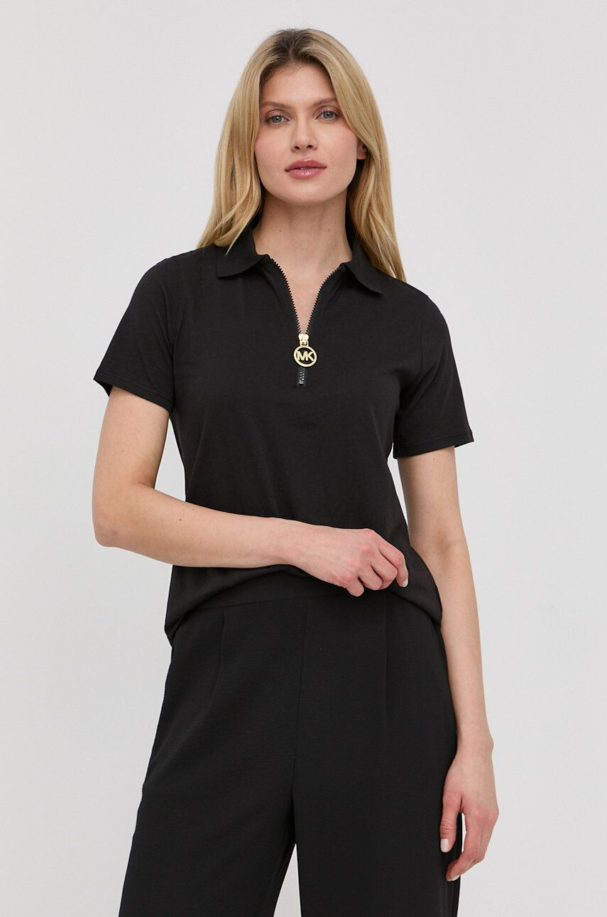 MICHAEL Michael Kors tricou femei culoarea negru cu guler - Pled.ro