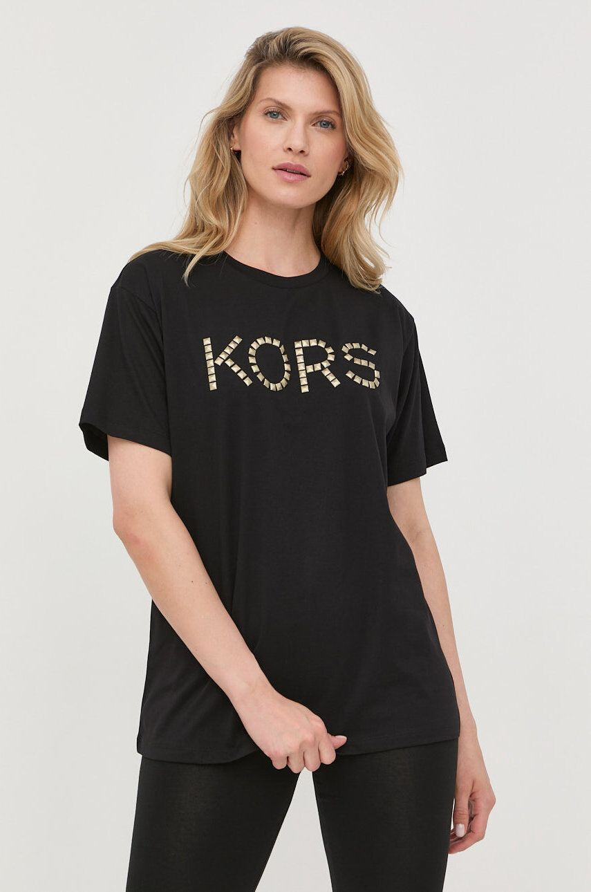 MICHAEL Michael Kors tricou din bumbac culoarea negru - Pled.ro