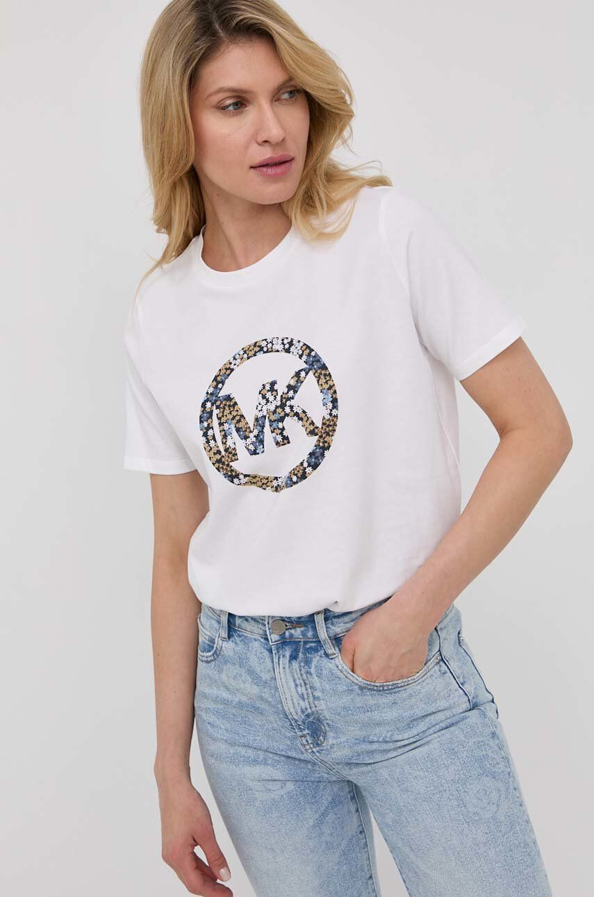 MICHAEL Michael Kors tricou din bumbac culoarea bej - Pled.ro