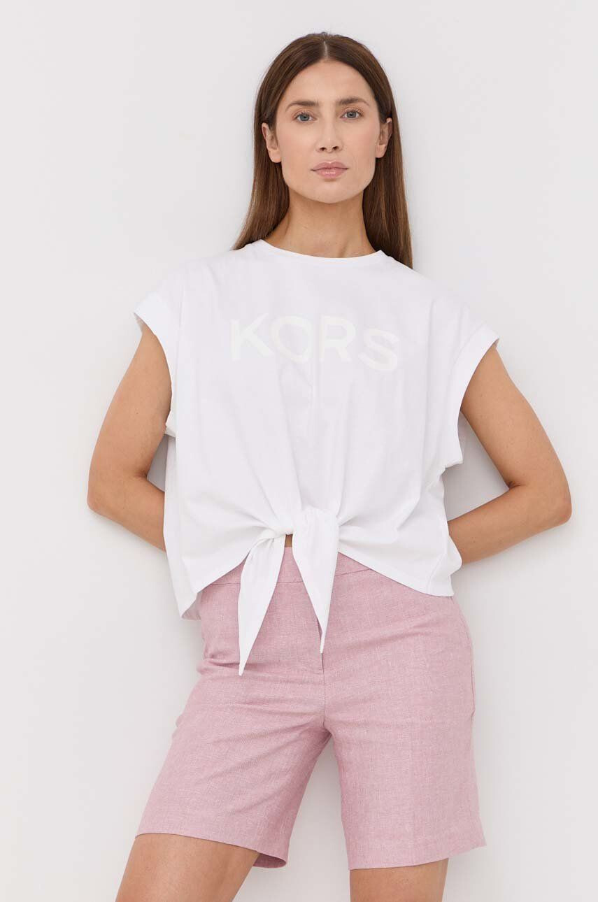 MICHAEL Michael Kors tricou din bumbac culoarea alb - Pled.ro