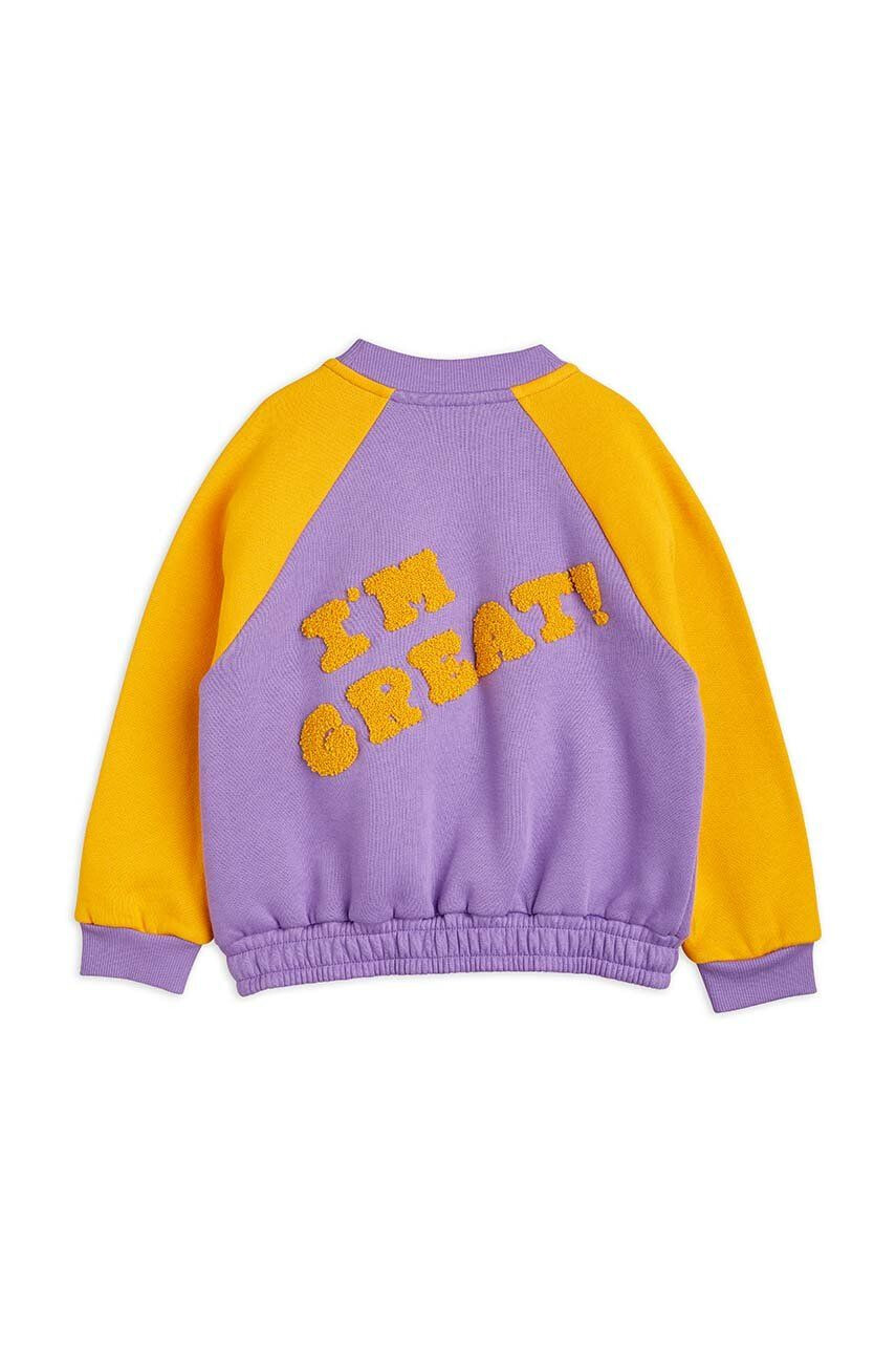 Mini Rodini hanorac de bumbac pentru copii culoarea violet cu imprimeu - Pled.ro