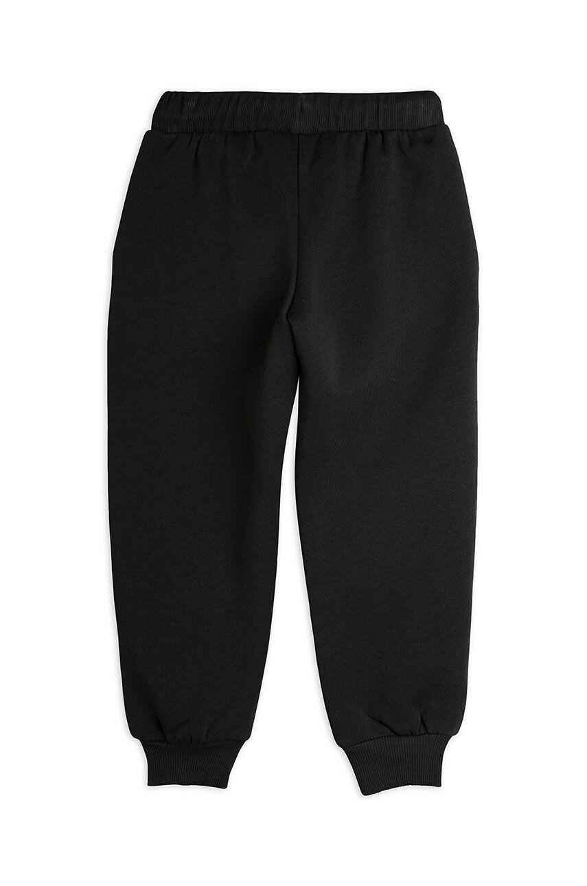 Mini Rodini pantaloni de trening din bumbac pentru copii culoarea negru cu imprimeu - Pled.ro