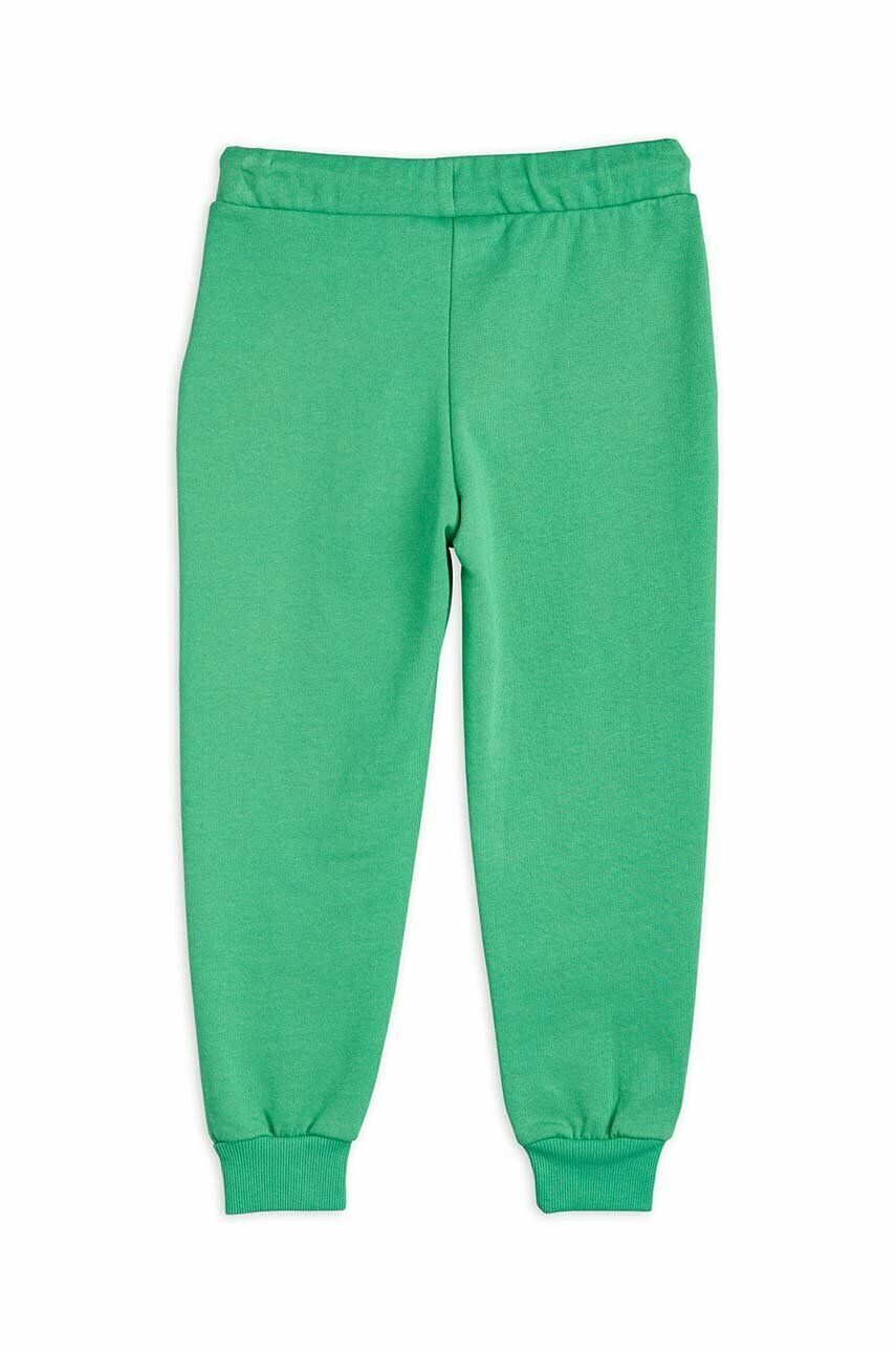 Mini Rodini pantaloni de trening din bumbac pentru copii culoarea verde cu imprimeu - Pled.ro