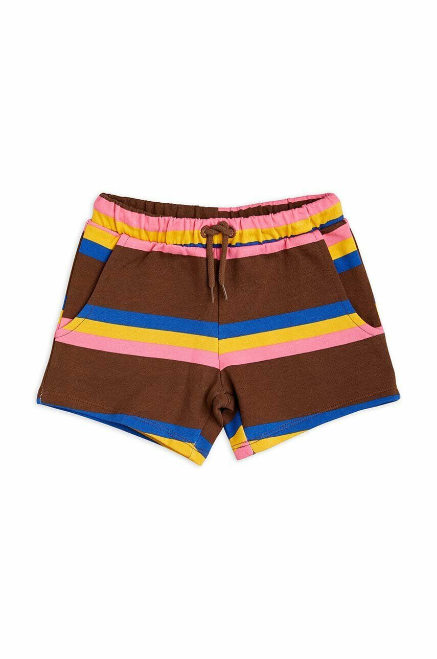 Mini Rodini pantaloni scurți din bumbac pentru copii culoarea maro modelator - Pled.ro