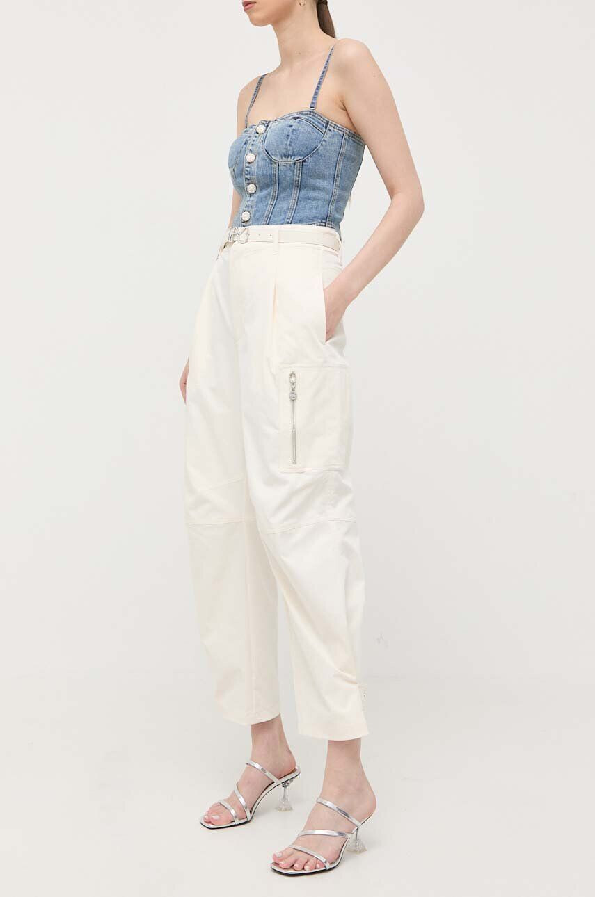 Miss Sixty pantaloni femei culoarea bej drept high waist - Pled.ro