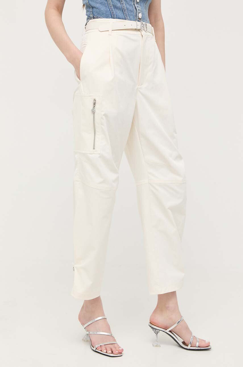 Miss Sixty pantaloni femei culoarea bej drept high waist - Pled.ro