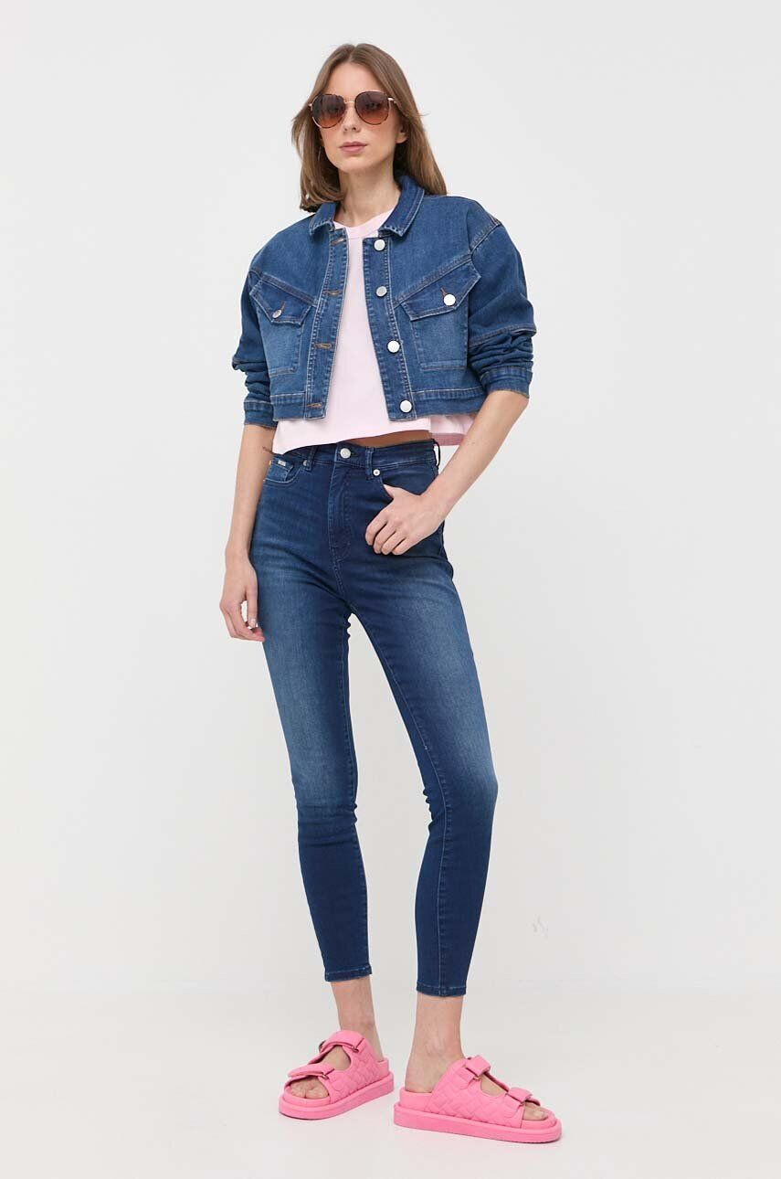 Morgan geaca jeans femei culoarea albastru marin de tranzitie - Pled.ro