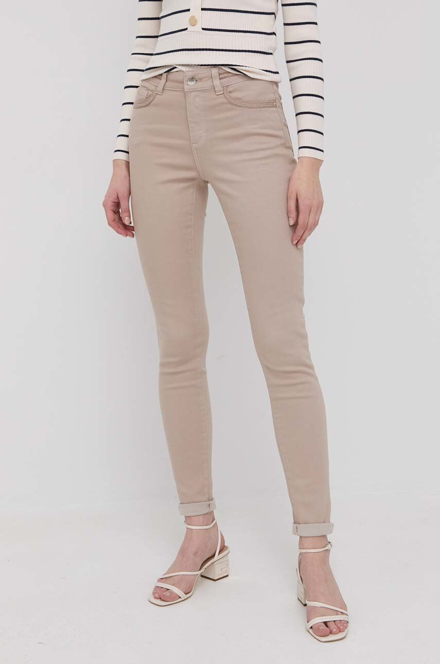 Morgan pantaloni femei culoarea bej mulata medium waist - Pled.ro