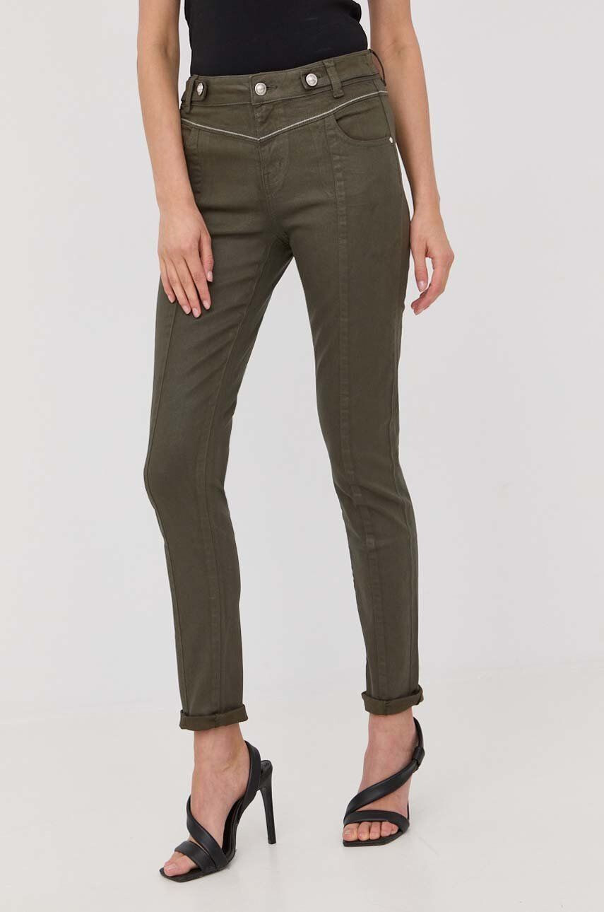 Morgan pantaloni femei culoarea verde mulata medium waist - Pled.ro