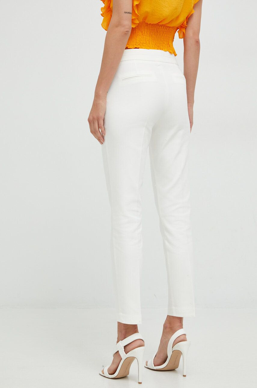 Morgan pantaloni femei culoarea alb drept medium waist - Pled.ro