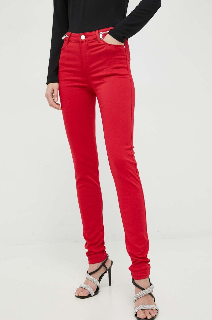 Morgan pantaloni femei culoarea rosu mulata high waist - Pled.ro