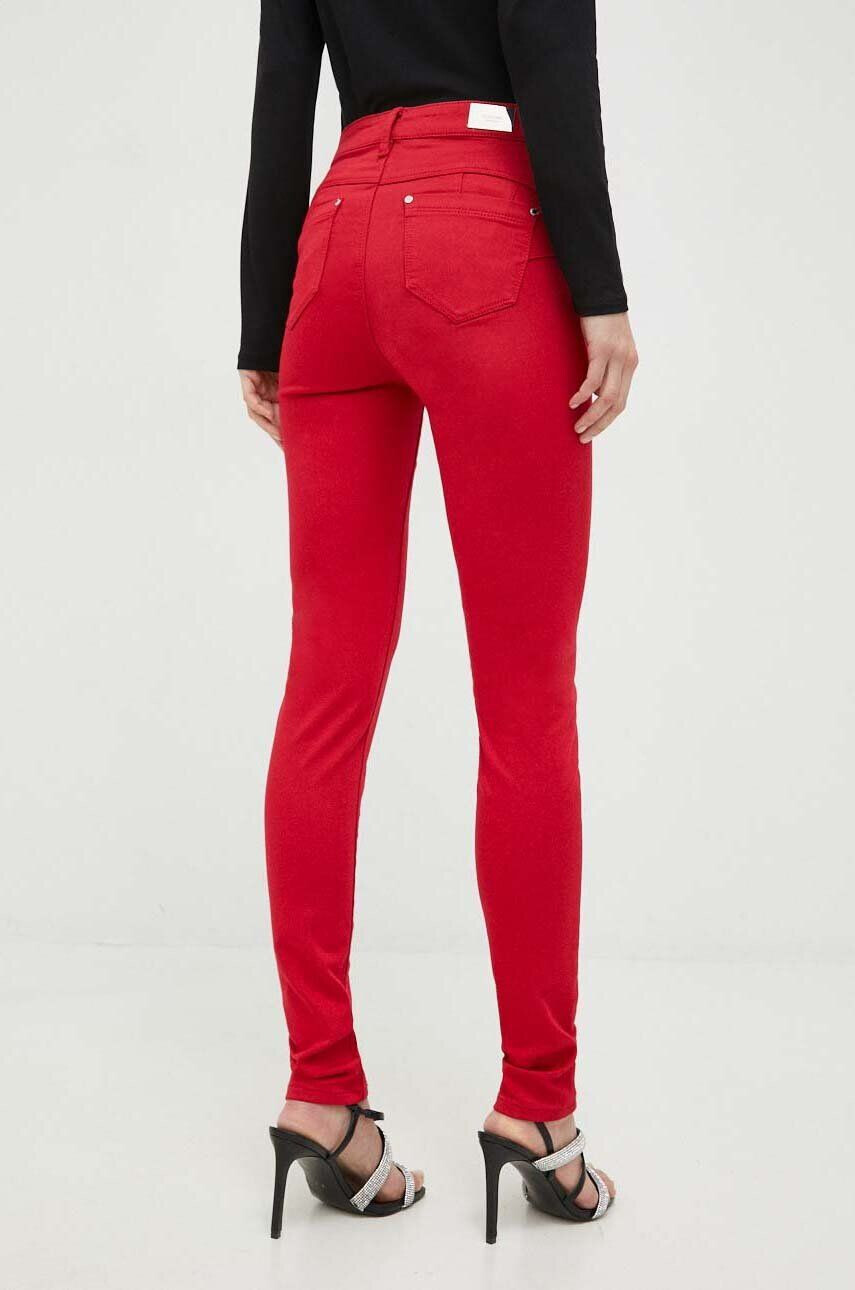 Morgan pantaloni femei culoarea rosu mulata high waist - Pled.ro