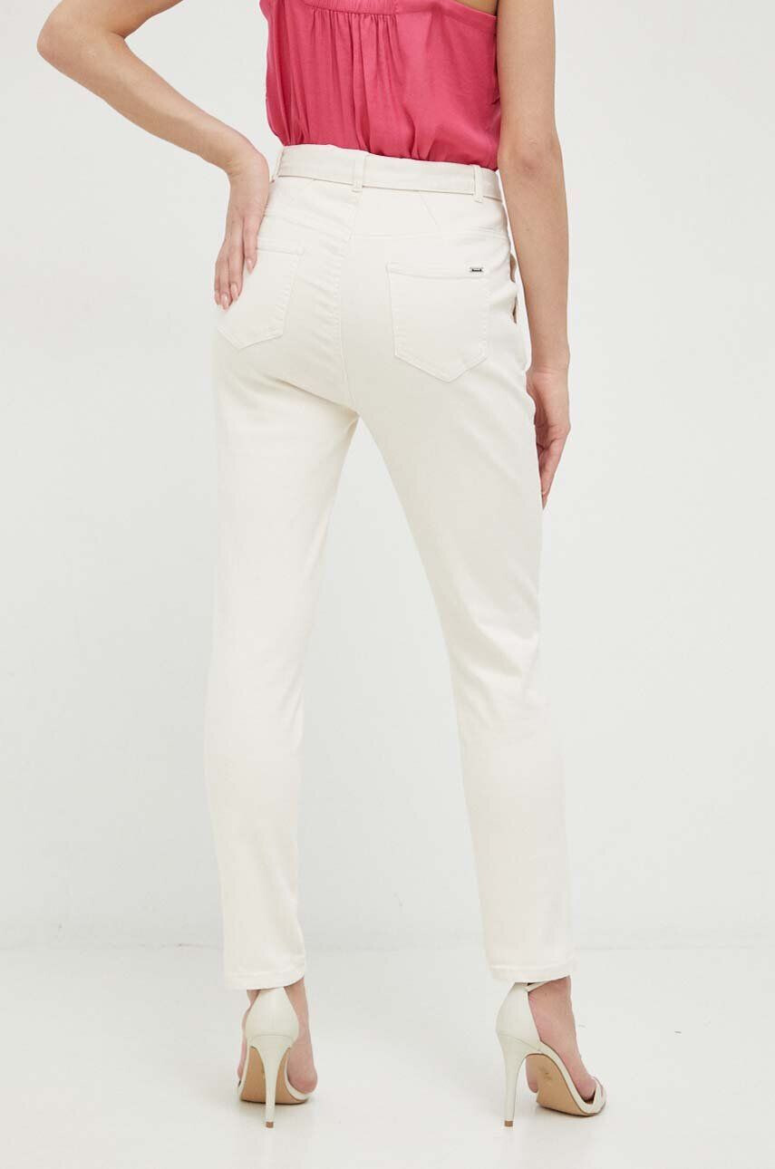 Morgan pantaloni femei culoarea bej drept high waist - Pled.ro