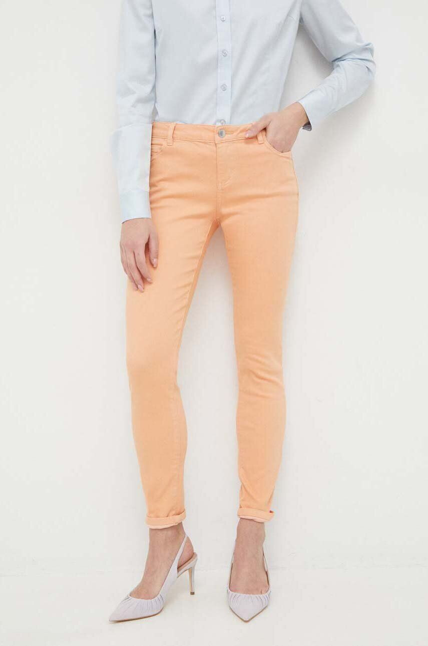 Morgan pantaloni femei culoarea portocaliu mulata high waist - Pled.ro