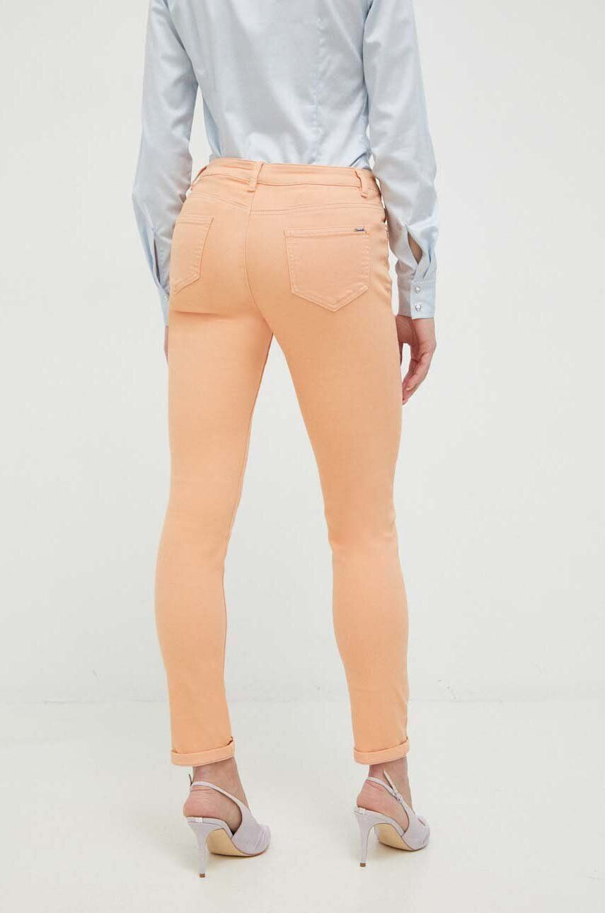 Morgan pantaloni femei culoarea portocaliu mulata high waist - Pled.ro